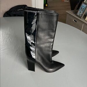 Valentino Black Patent Leather Heeled Boots